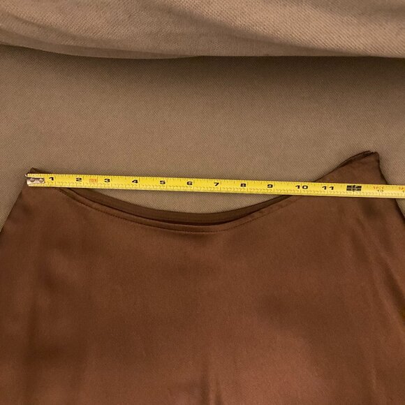 Chocolate Brown Midi Skirt Satin Sheen Balletcore Size 4 - Picture 11 of 11